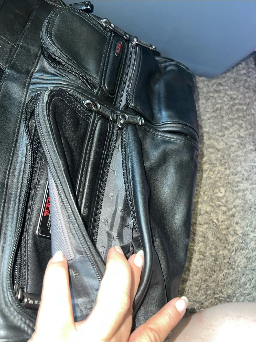 Tumi travel leather briefcase